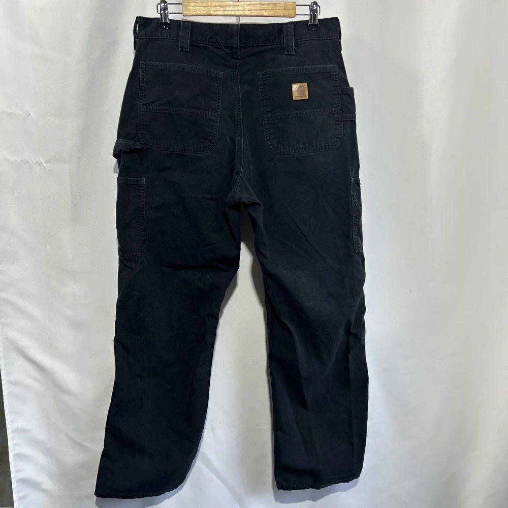 Carhartt B151 BLK Work Pants 34x32 Loose Fit Black Utility Cargo Cotton Mens